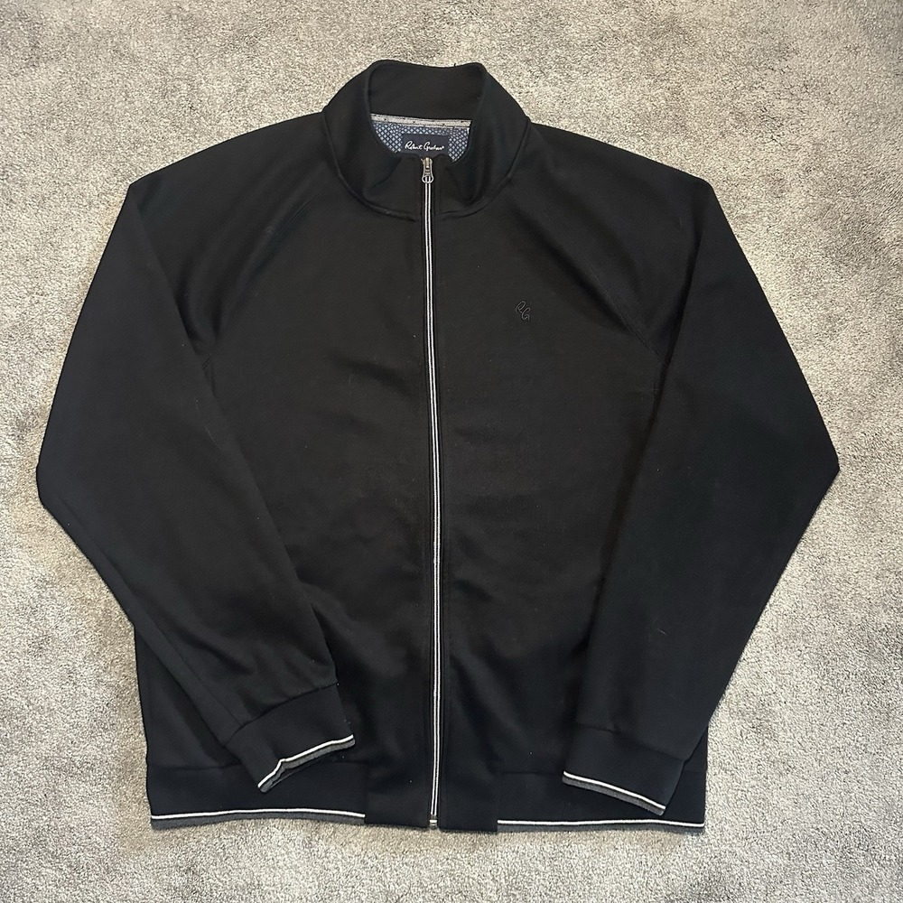 Robert Graham Track Jacket Mens 2XL Black Full Zip Performance Athleisure